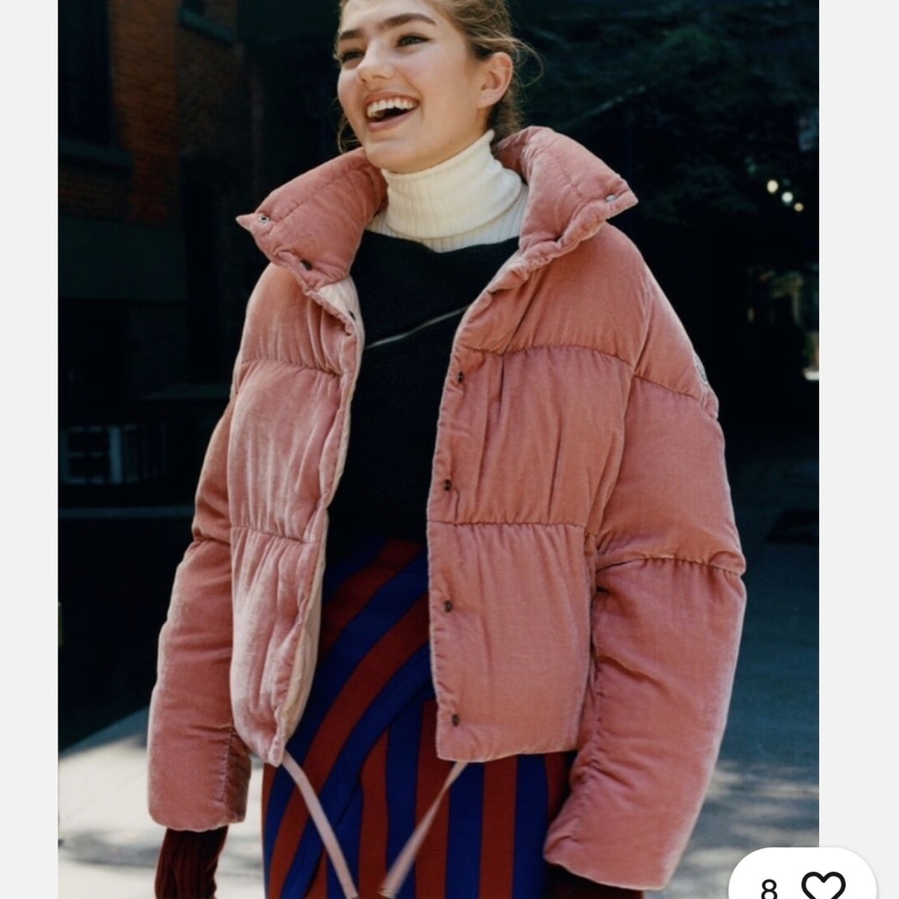 MONCLER Pink Velvet Down Cercis Jacket size 3